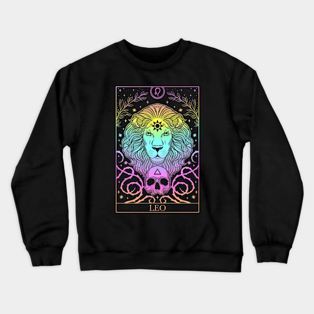 Zodiac sign tarot card Leo Crewneck Sweatshirt by OccultOmaStore